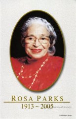 Card from Rosa Parks' memorial service at the Charles H. Wright Museum of African American History