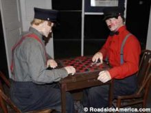 Checkers-playing firefighters. Checkers-playing firefighters.