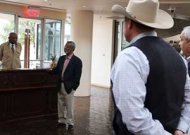 Dr. Harry Robinson, Jr., CEO of the African American Museum of Dallas, speaks to State Fair team members about the Fair Park institution.